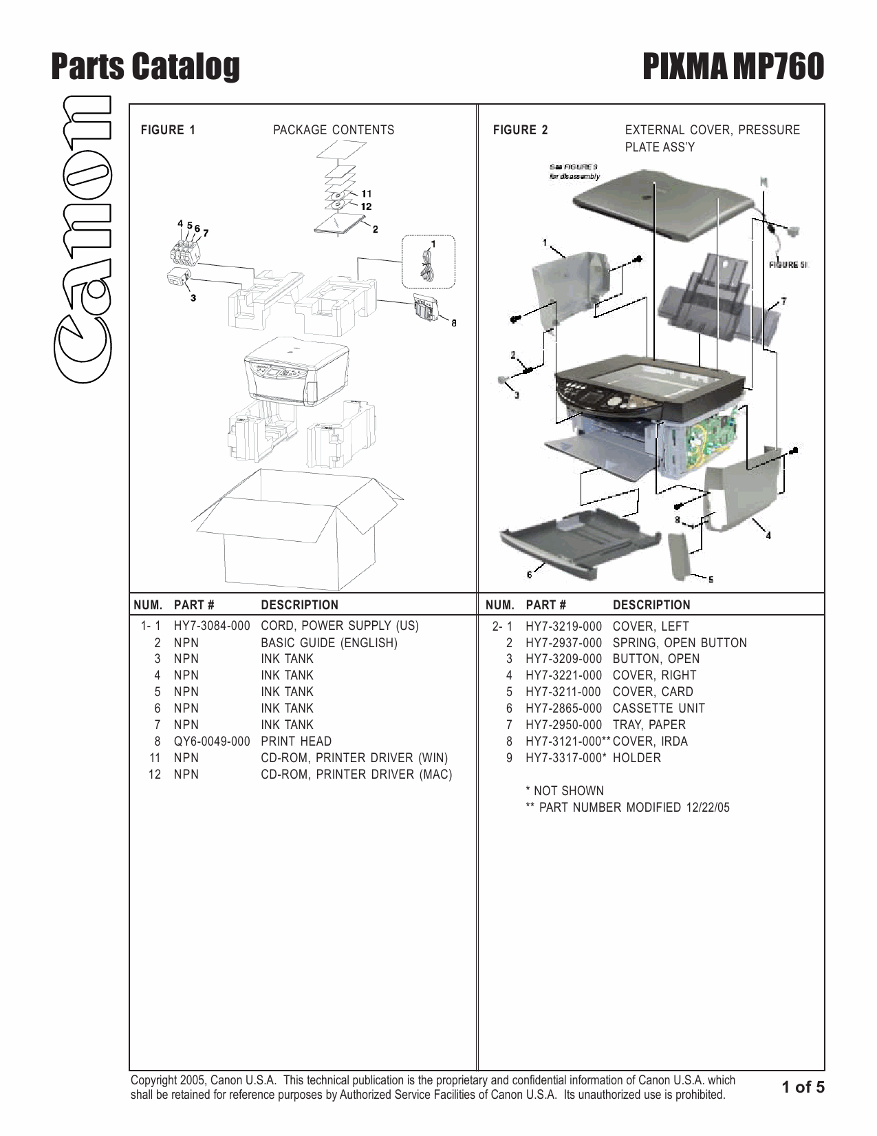 Canon PIXMA MP760 Parts Catalog Manual-2